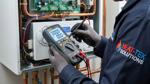Technicien effectuant un diagnostic thermique